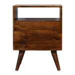 Fogel Open Bedside Table 2 Drawers, Medium - Chestnut Bedside Tables - Bokel Home