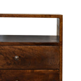 Fogel Open Bedside Table 2 Drawers, Medium - Chestnut Bedside Tables - Bokel Home