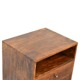 Fogel Open Bedside Table 2 Drawers, Medium - Chestnut Bedside Tables - Bokel Home