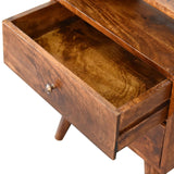 Fogel Open Bedside Table 2 Drawers, Medium - Chestnut Bedside Tables - Bokel Home