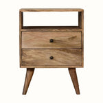 Fogel Open Bedside Table 2 Drawers, Medium - Natural Bedside Tables - Bokel Home