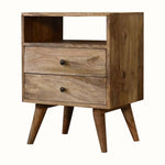 Fogel Open Bedside Table 2 Drawers, Medium - Natural Bedside Tables - Bokel Home