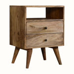 Fogel Open Bedside Table 2 Drawers, Medium - Natural Bedside Tables - Bokel Home