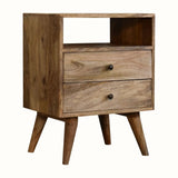 Fogel Open Bedside Table 2 Drawers, Medium - Natural Bedside Tables - Bokel Home