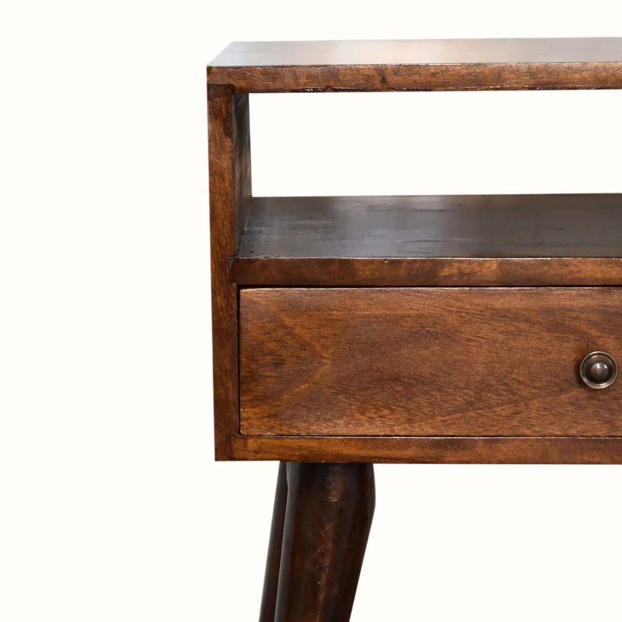 Fogel Open Bedside Table with 1 Drawer, Medium- Chestnut Bedside Tables - Bokel Home