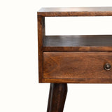 Fogel Open Bedside Table with 1 Drawer, Medium- Chestnut Bedside Tables - Bokel Home