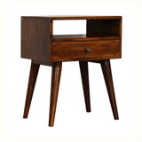 Fogel Open Bedside Table with 1 Drawer, Medium- Chestnut Bedside Tables - Bokel Home