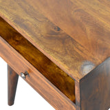 Fogel Open Bedside Table with 1 Drawer, Medium- Chestnut Bedside Tables - Bokel Home