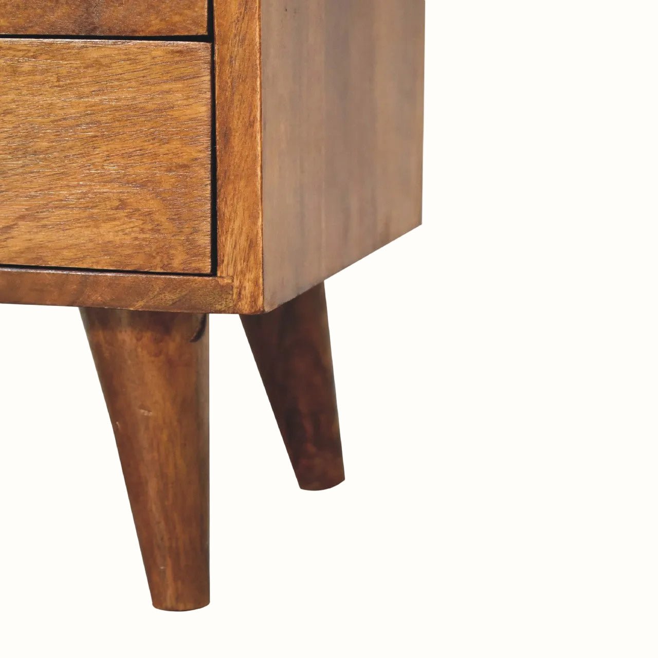 Fogel Open Bedside Table with 2 Drawers, Small - Chestnut Bedside Tables - Bokel Home