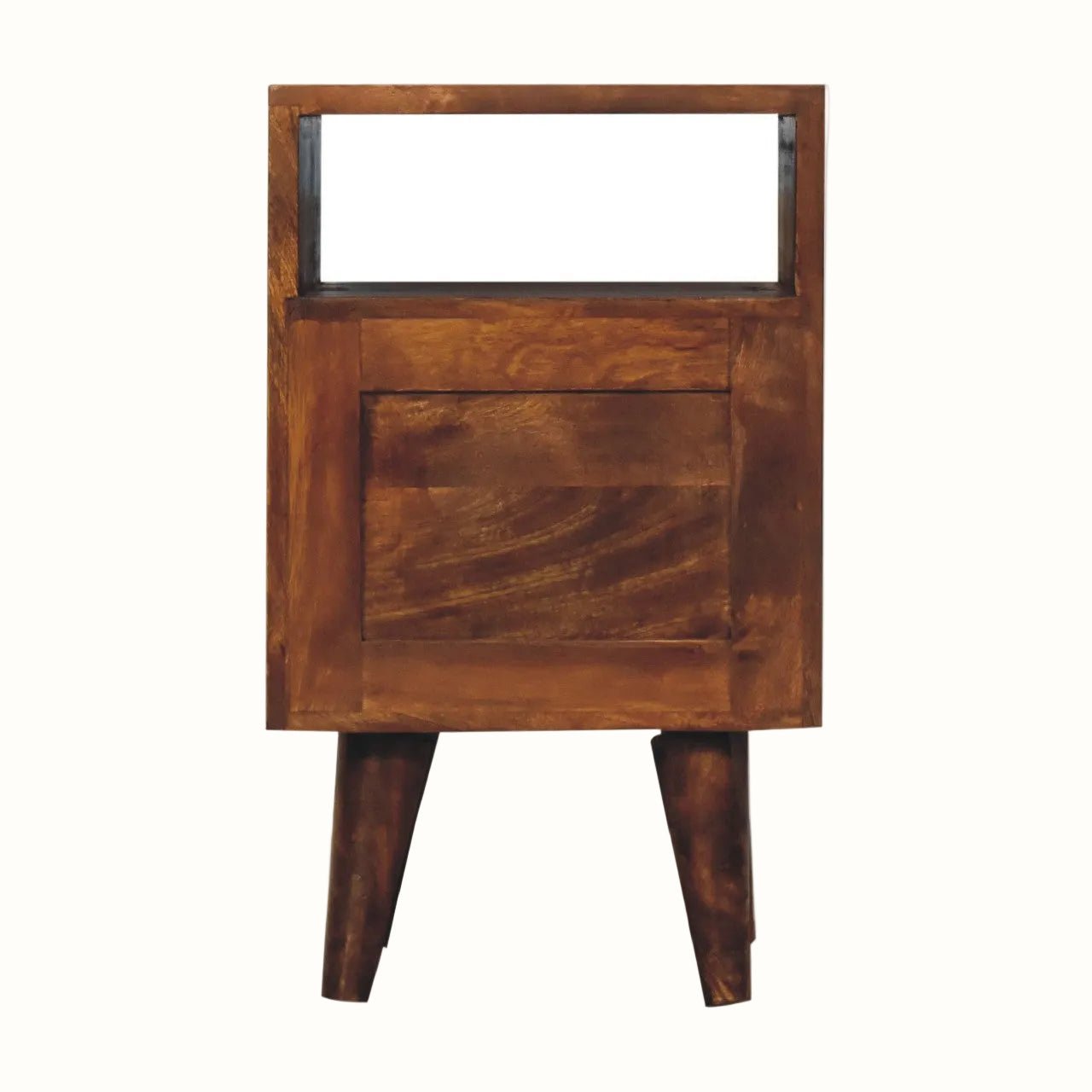 Fogel Open Bedside Table with 2 Drawers, Small - Chestnut Bedside Tables - Bokel Home
