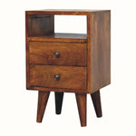 Fogel Open Bedside Table with 2 Drawers, Small - Chestnut Bedside Tables - Bokel Home