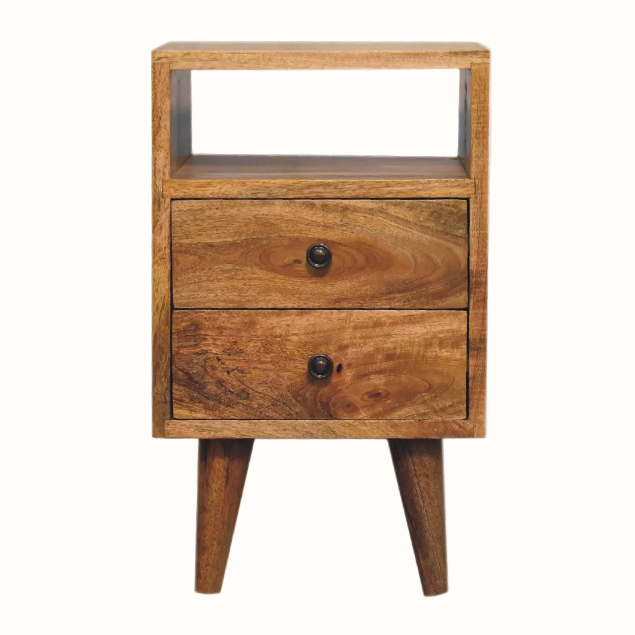 Fogel Open Bedside Table with 2 Drawers, Small - Natural Bedside Tables - Bokel Home