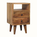 Fogel Open Bedside Table with 2 Drawers, Small - Natural Bedside Tables - Bokel Home