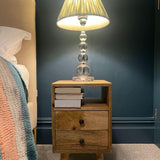 Fogel Open Bedside Table with 2 Drawers, Small - Natural Bedside Tables - Bokel Home