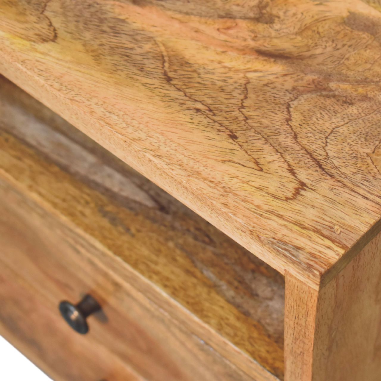 Fogel Open Bedside Table with 2 Drawers, Small - Natural Bedside Tables - Bokel Home