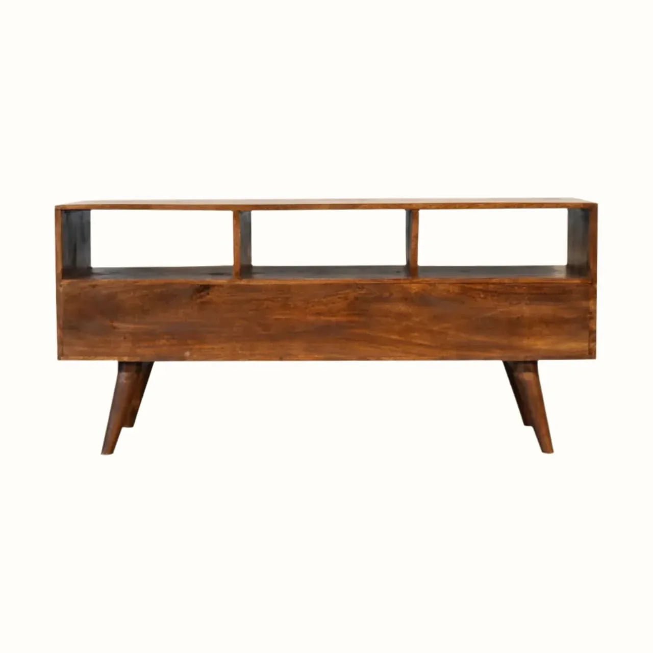 Fogel Open Triple Shelf TV Stand - Chestnut TV Stands - Bokel Home