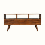 Fogel Open Triple Shelf TV Stand, Large - Chestnut TV Stands - Bokel Home