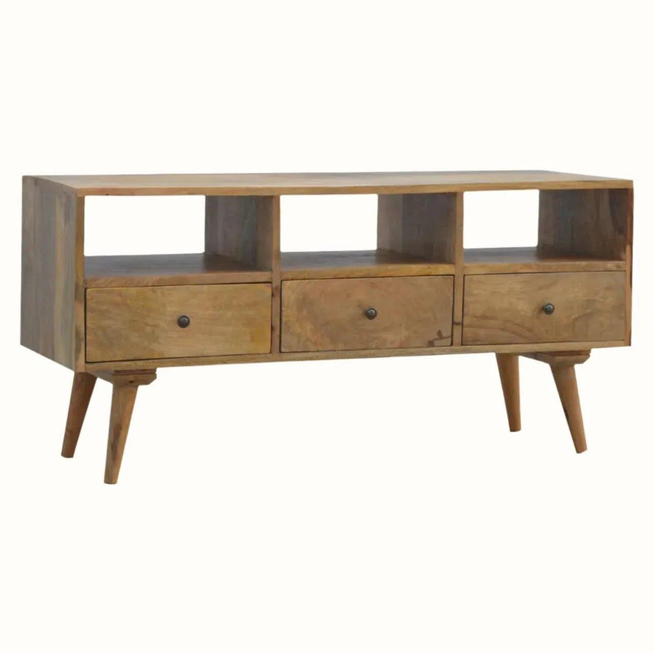 Fogel Open Triple Shelf TV Stand, Large- Natural TV Stands - Bokel Home