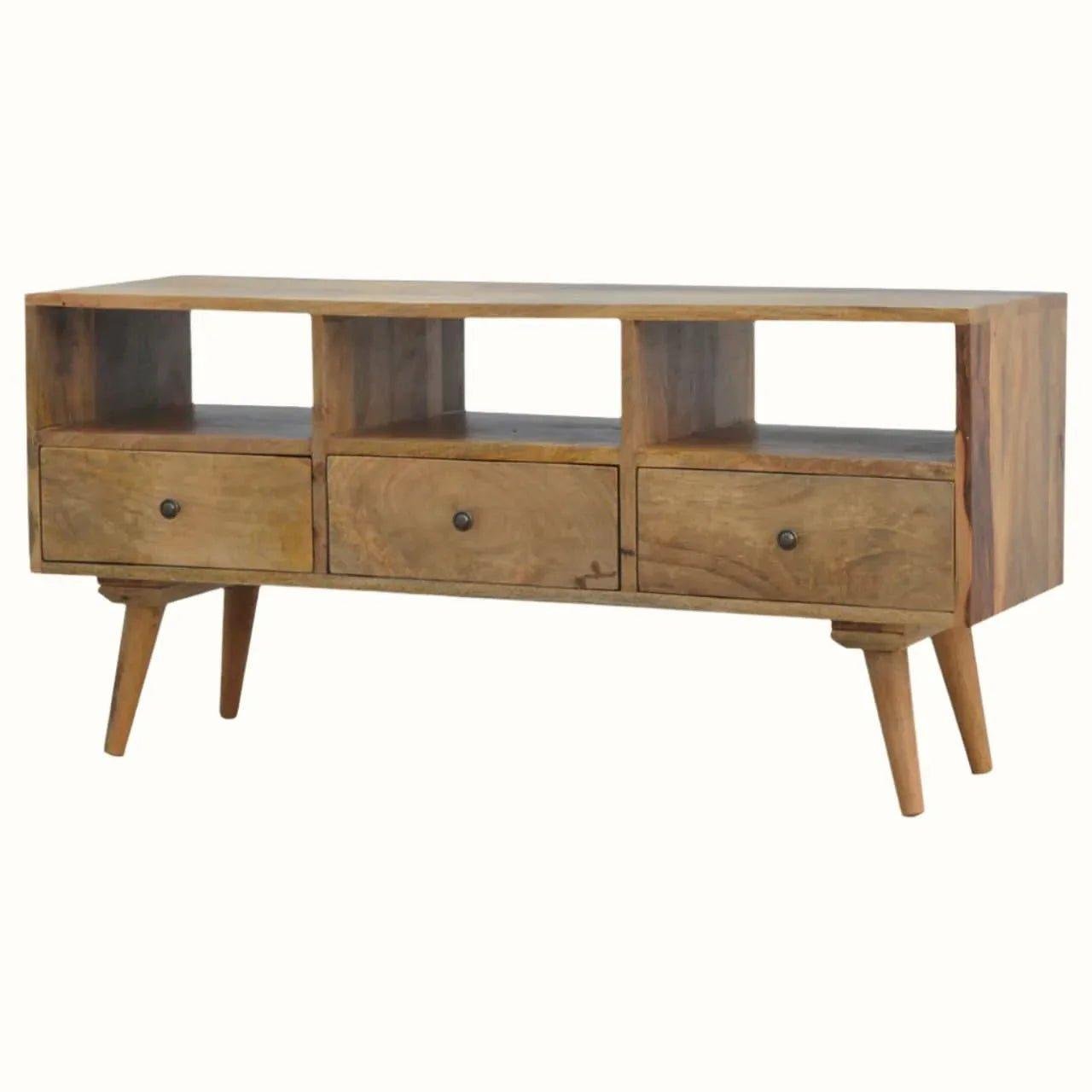 Fogel Open Triple Shelf TV Stand, Large- Natural TV Stands - Bokel Home