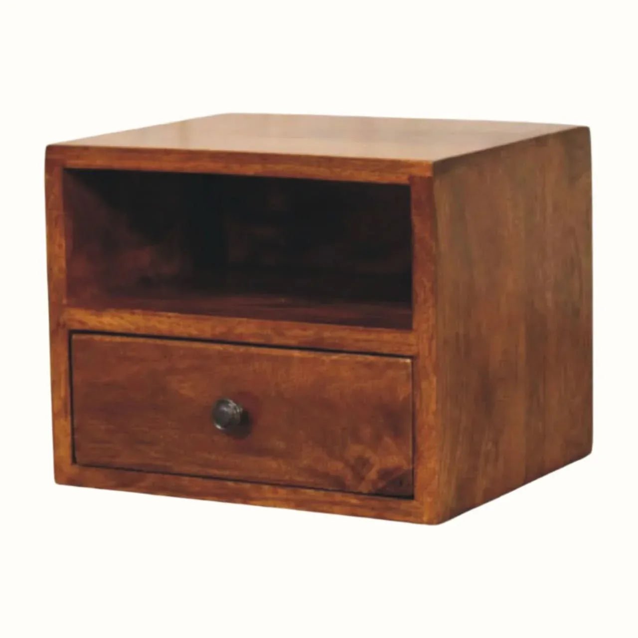 Fogel Open Wall Mounted Bedside Table, Small - Chestnut Bedside Tables - Bokel Home