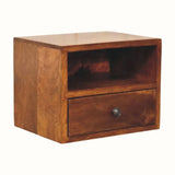 Fogel Open Wall Mounted Bedside Table, Small - Chestnut Bedside Tables - Bokel Home