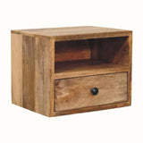 Fogel Open Wall Mounted Bedside Table, Small - Natural Bedside Tables - Bokel Home