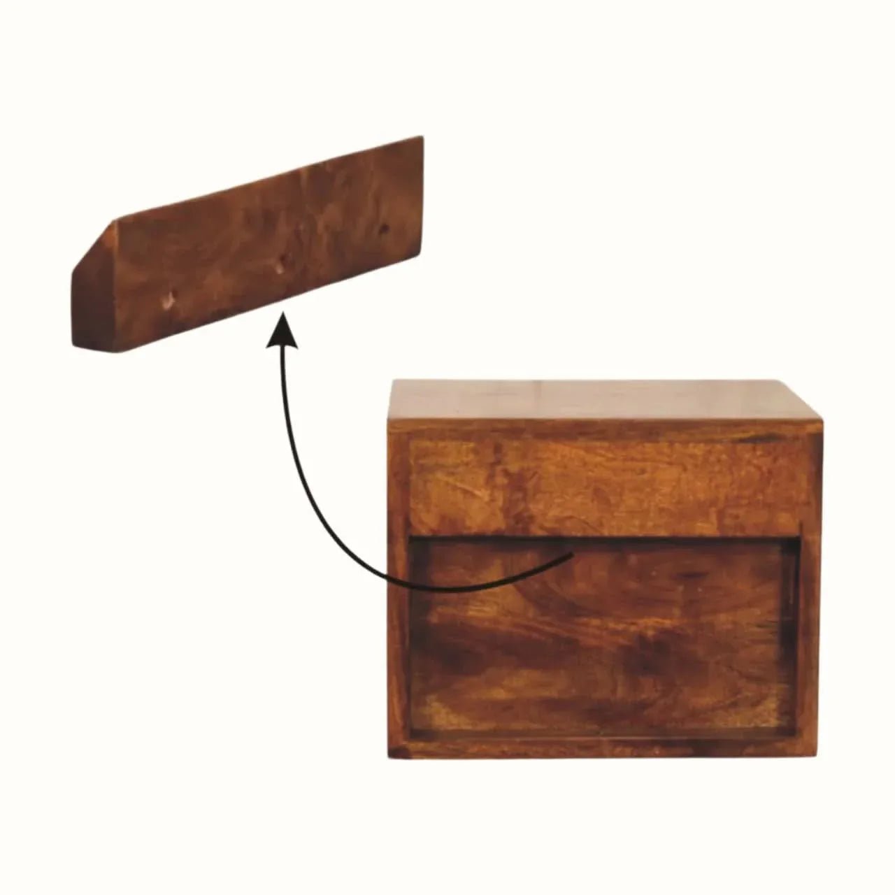 Fogel Wall Mounted Bedside Table, Small - Chestnut Bedside Tables - Bokel Home
