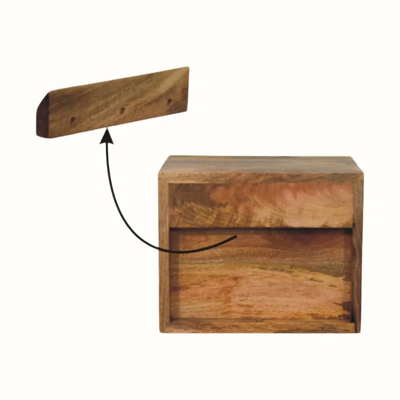 Fogel Wall Mounted Bedside Table, Small - Natural Bedside Tables - Bokel Home