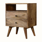 Fogel Open Bedside Table 2 Drawers, Medium - Natural
