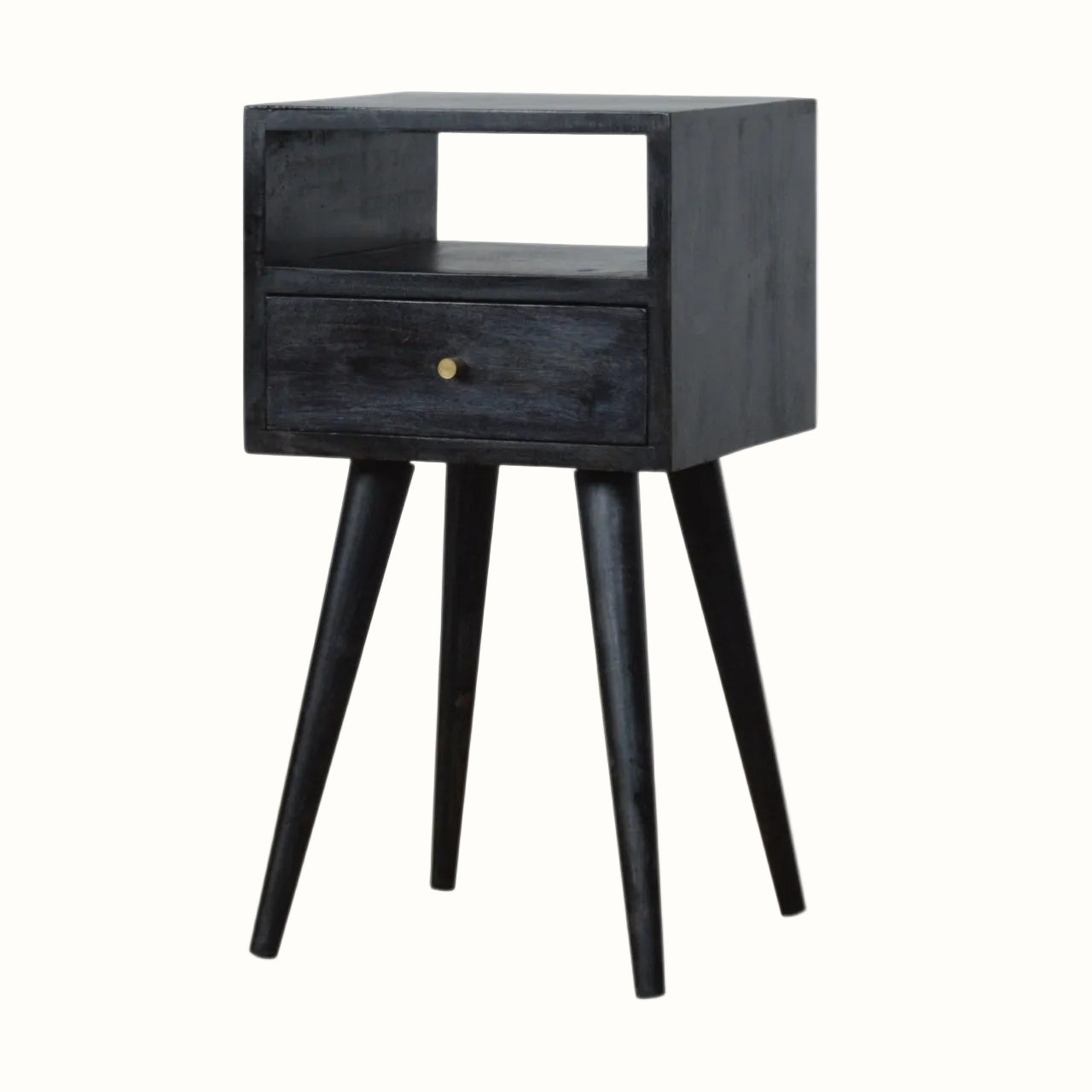 Fogel Open Bedside Table with Drawer, Mini - Ash Black