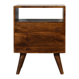 Fogel Open Bedside Table 2 Drawers, Medium - Chestnut