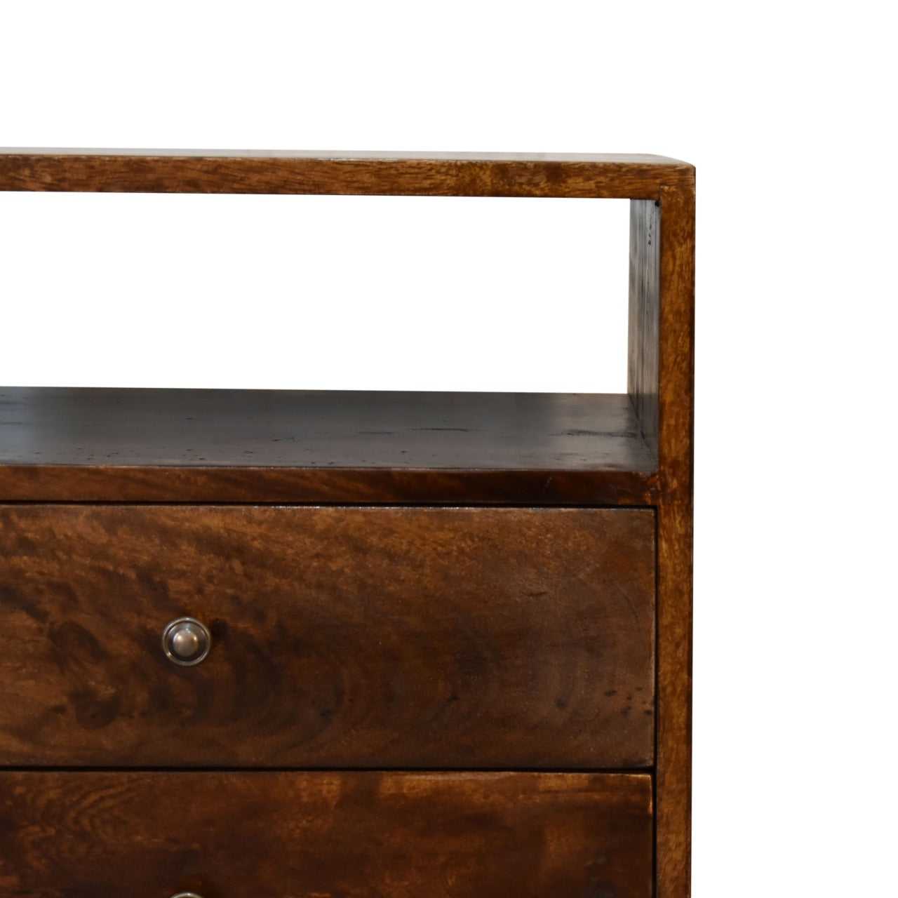 Fogel Open Bedside Table 2 Drawers, Medium - Chestnut
