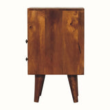 Fogel Open Bedside Table with 2 Drawers, Small - Chestnut