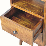 Fogel Open Bedside Table with 2 Drawers, Small - Chestnut