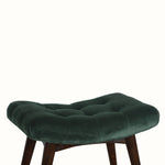 Bethell Curved Stool, Medium - Green Velvet/Walnut