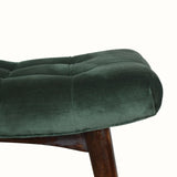 Bethell Curved Stool, Medium - Green Velvet/Walnut