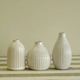 Grooved Stoneware Vases - Set of 3 Vases - Bokel Home