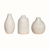 Grooved Stoneware Vases - Set of 3 Vases - Bokel Home