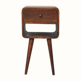 Hamade 1 Drawer Bedside Table with Lower Shelf, Small - Chestnut Bedside Tables - Bokel Home