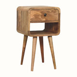Hamade 1 Drawer Bedside Table with Lower Shelf, Small - Natural Bedside Tables - Bokel Home