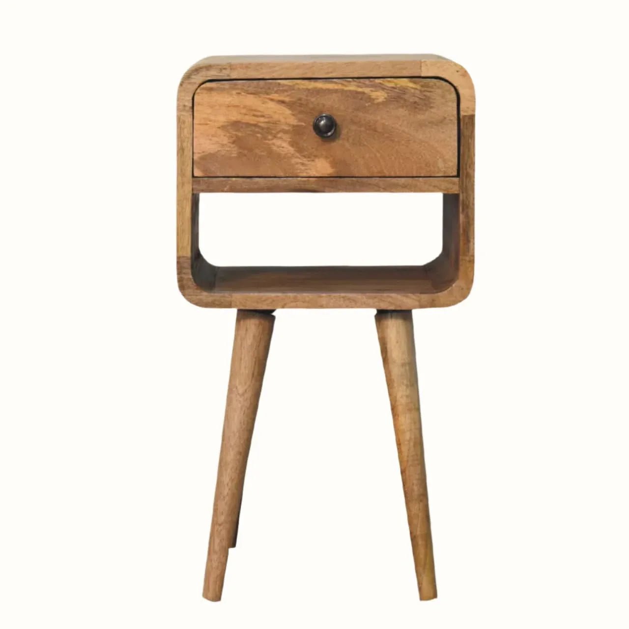 Hamade 1 Drawer Bedside Table with Lower Shelf, Small - Natural Bedside Tables - Bokel Home