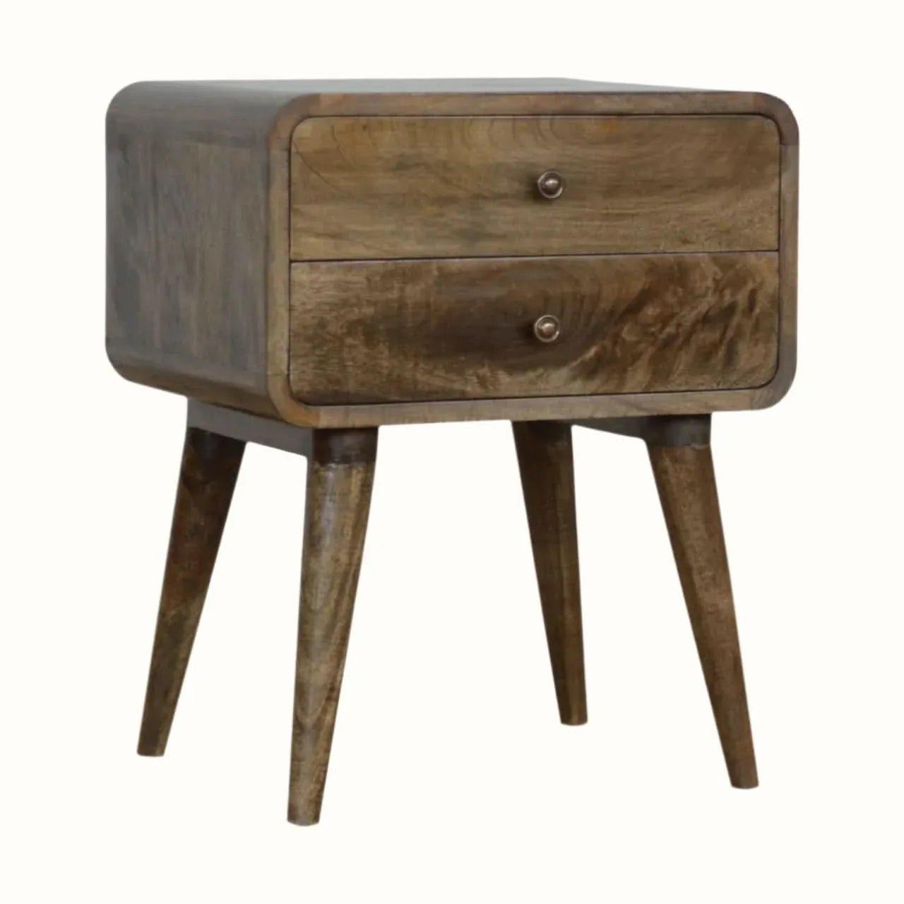 Hamade Bedside Table, Medium - Grey Wash Bedside Tables - Bokel Home