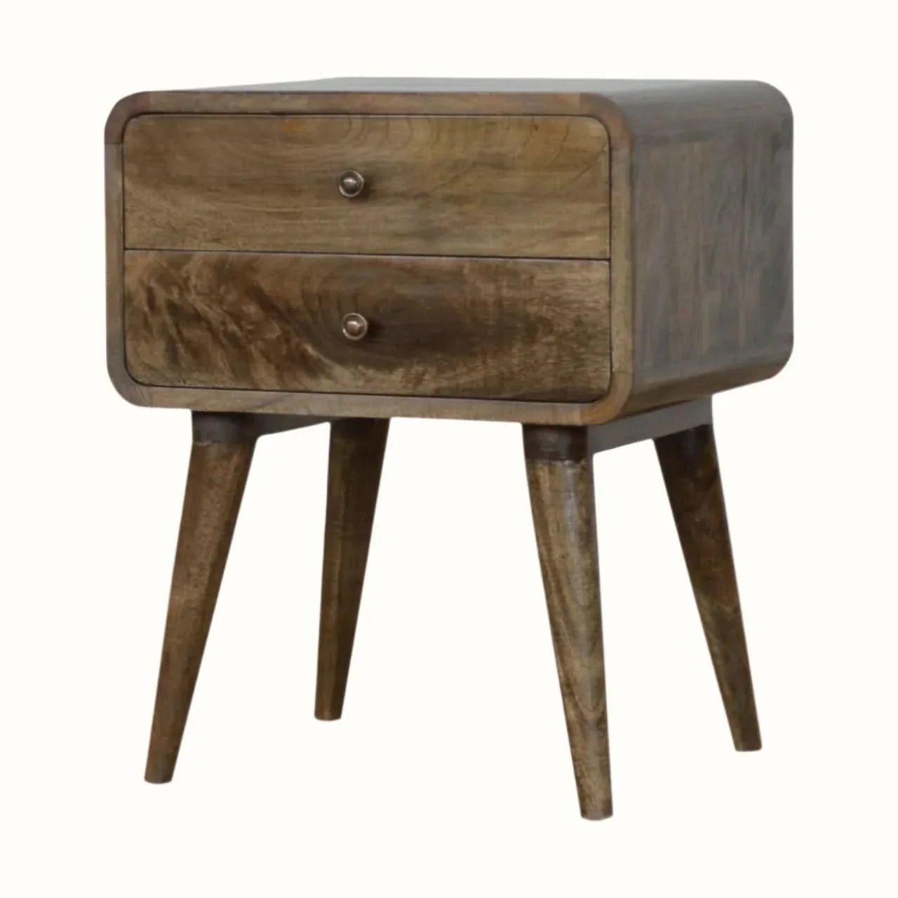 Hamade Bedside Table, Medium - Grey Wash Bedside Tables - Bokel Home