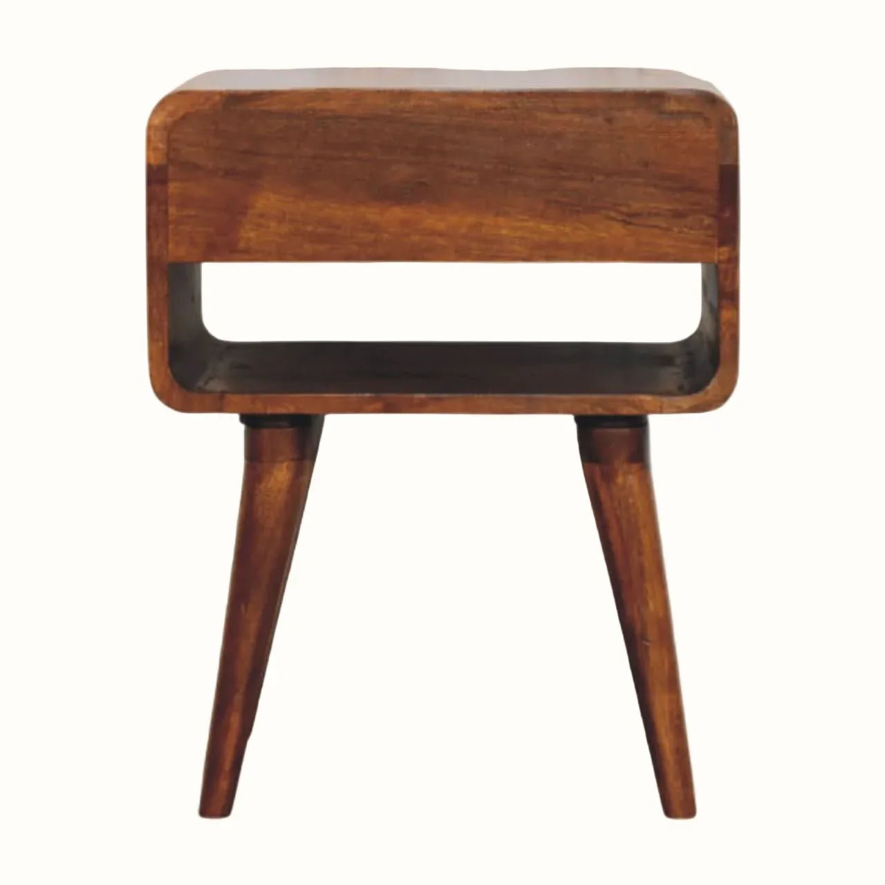 Hamade Bedside Table with Open Shelf, Medium - Chestnut Bedside Tables - Bokel Home