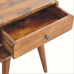 Hamade Bedside Table with Open Shelf, Medium - Chestnut Bedside Tables - Bokel Home