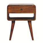 Hamade Bedside Table with Open Shelf, Medium - Chestnut Bedside Tables - Bokel Home