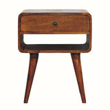 Hamade Bedside Table with Open Shelf, Medium - Chestnut Bedside Tables - Bokel Home
