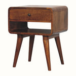 Hamade Bedside Table with Open Shelf, Medium - Chestnut Bedside Tables - Bokel Home