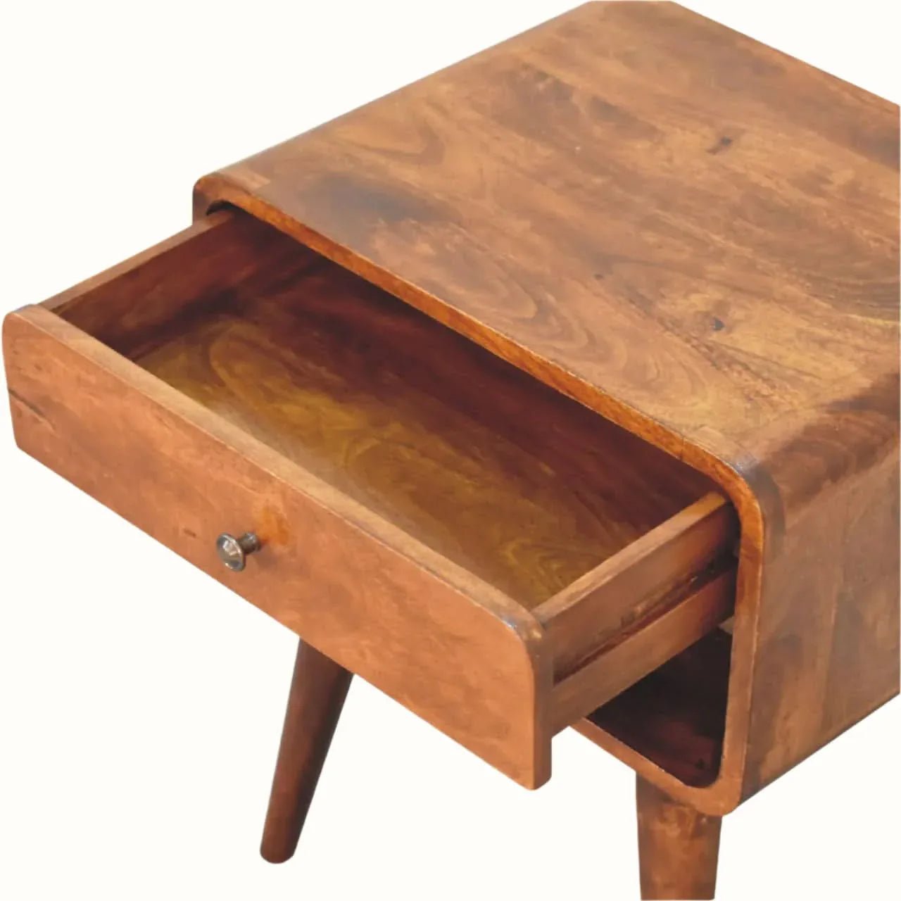 Hamade Open Bedside Table, Medium - Chestnut Bedside Tables - Bokel Home