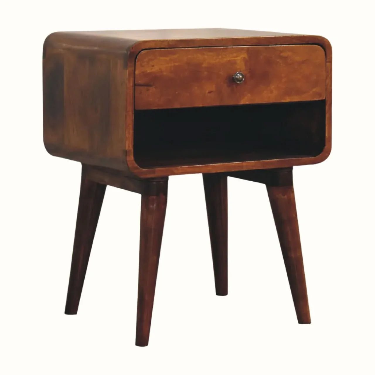 Hamade Open Bedside Table, Medium - Chestnut Bedside Tables - Bokel Home